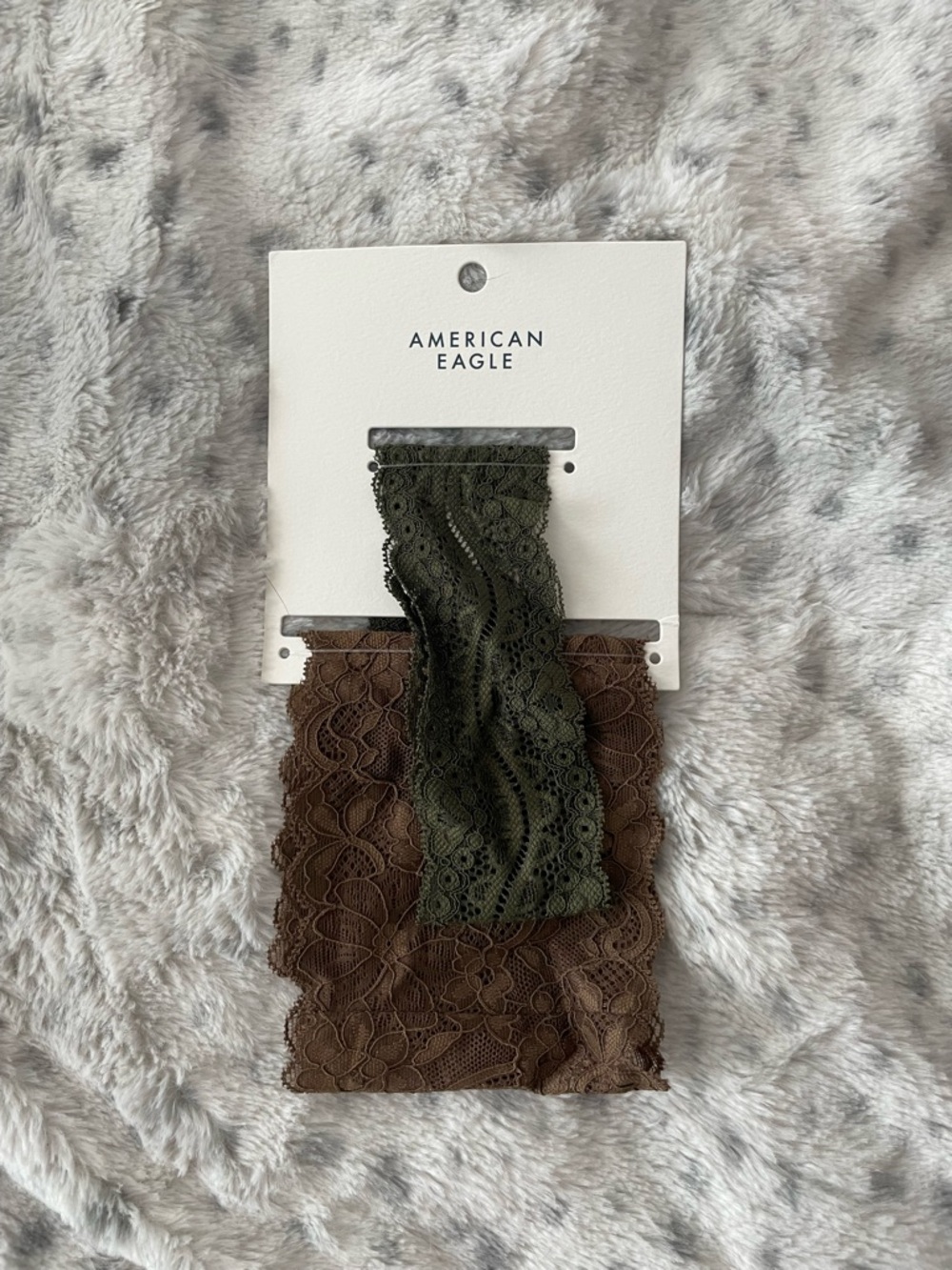 American Eagle Outfitters Olive Green and Brown Lace Hair Accessories Set